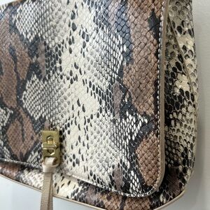 Urban Expressions Snakeskin Clutch in Brown and Cream